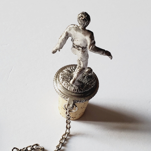 Solid Pewter Soccer Player Bottle Stopper - Picture 3 of 4